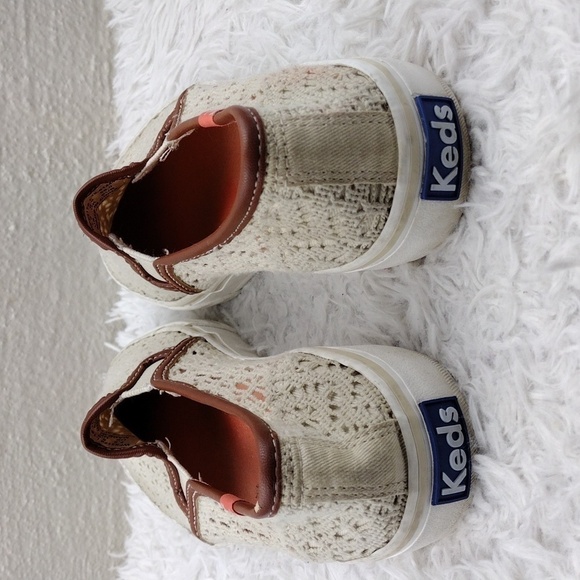 Keds Since 1916 Cream Crochet Fabric Upper Almond Toe Low Heel Slip On Sneaker - Picture 5 of 16